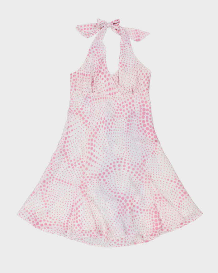 Vintage 1990s Polka Dot Halter Neck Dress - M