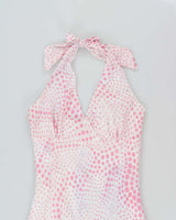 Vintage 1990s Polka Dot Halter Neck Dress - M