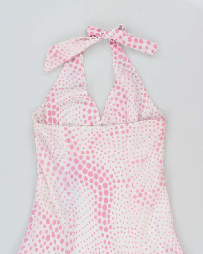 Vintage 1990s Polka Dot Halter Neck Dress - M