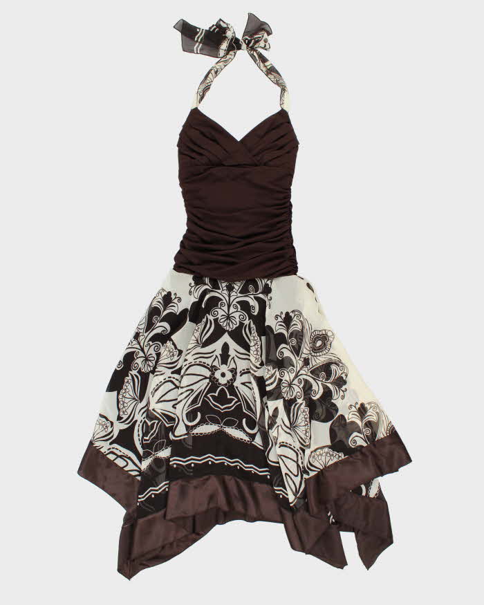 Vintage Y2k 00s Mariposa Handkerchief Hem Halter Neck Dress - S