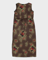 Vintage 90s/00s Norton Khaki Green Floral Dress - S