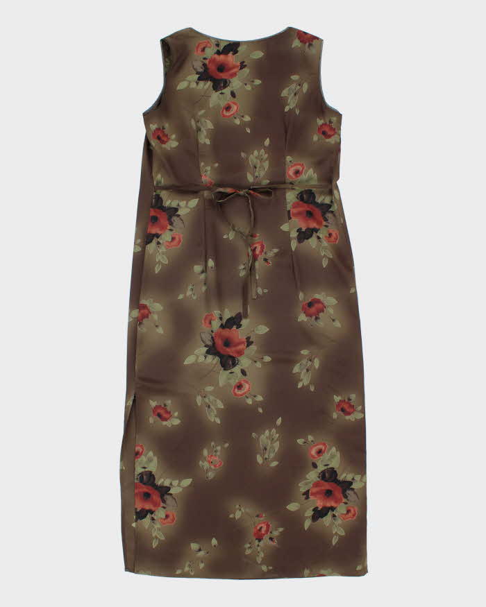 Vintage 90s/00s Norton Khaki Green Floral Dress - S