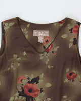 Vintage 90s/00s Norton Khaki Green Floral Dress - S