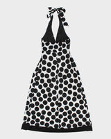 Vintage 2000s AA Studio Slinky Polka Dot Halter Maxi Dress - M