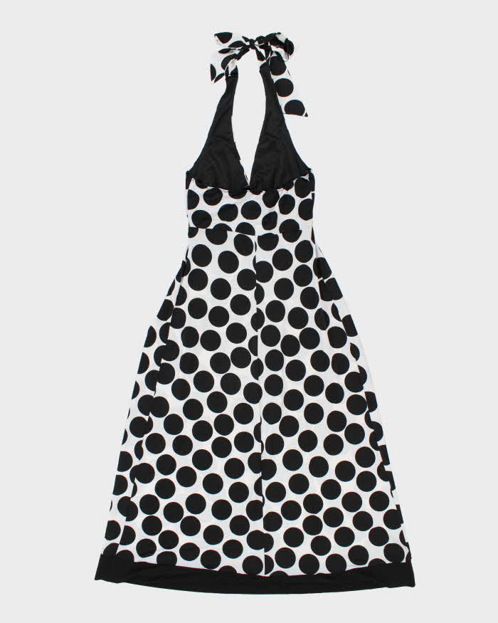 Vintage 2000s AA Studio Slinky Polka Dot Halter Maxi Dress - M