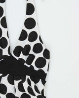 Vintage 2000s AA Studio Slinky Polka Dot Halter Maxi Dress - M