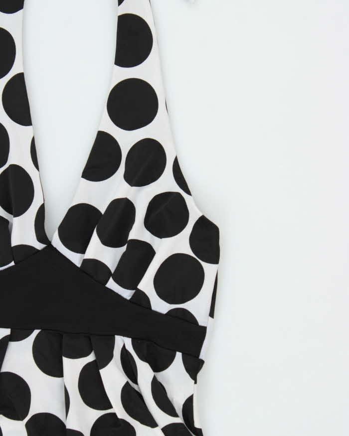 Vintage 2000s AA Studio Slinky Polka Dot Halter Maxi Dress - M