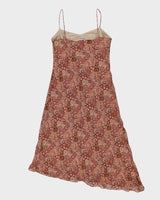 Vintage 1990s Laura Paisley Floral Pattern Asymmetric Hem Dress - M
