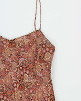 Vintage 1990s Laura Paisley Floral Pattern Asymmetric Hem Dress - M