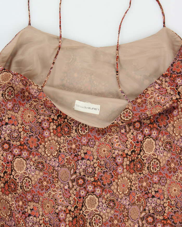 Vintage 1990s Laura Paisley Floral Pattern Asymmetric Hem Dress - M