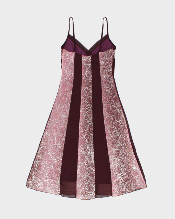 Vintage 1990s Khaki Krew USA Paisley Pattern Mesh Overlay Dress - S