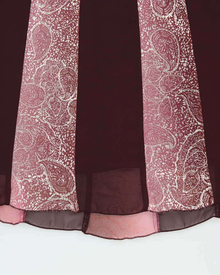 Vintage 1990s Khaki Krew USA Paisley Pattern Mesh Overlay Dress - S