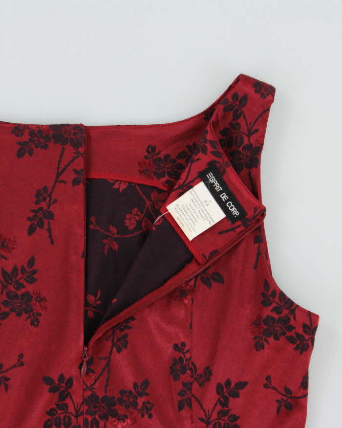 Vintage 1990s Esprit High Neck Satin Dress - S