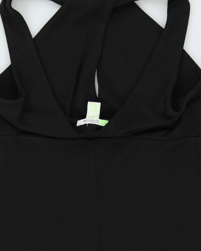 Vintage 1990s Citrine Twist Front Pleated Hem Dress - S