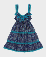 Vintage Y2k 2000s Victoria's Secret Angels Mesh Paisley Pattern Tiered Dress - S