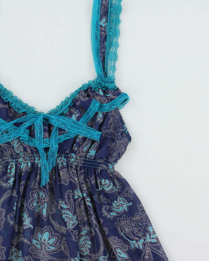 Vintage Y2k 2000s Victoria's Secret Angels Mesh Paisley Pattern Tiered Dress - S