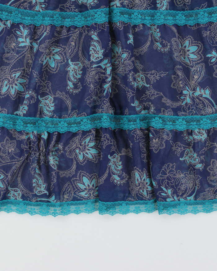 Vintage Y2k 2000s Victoria's Secret Angels Mesh Paisley Pattern Tiered Dress - S