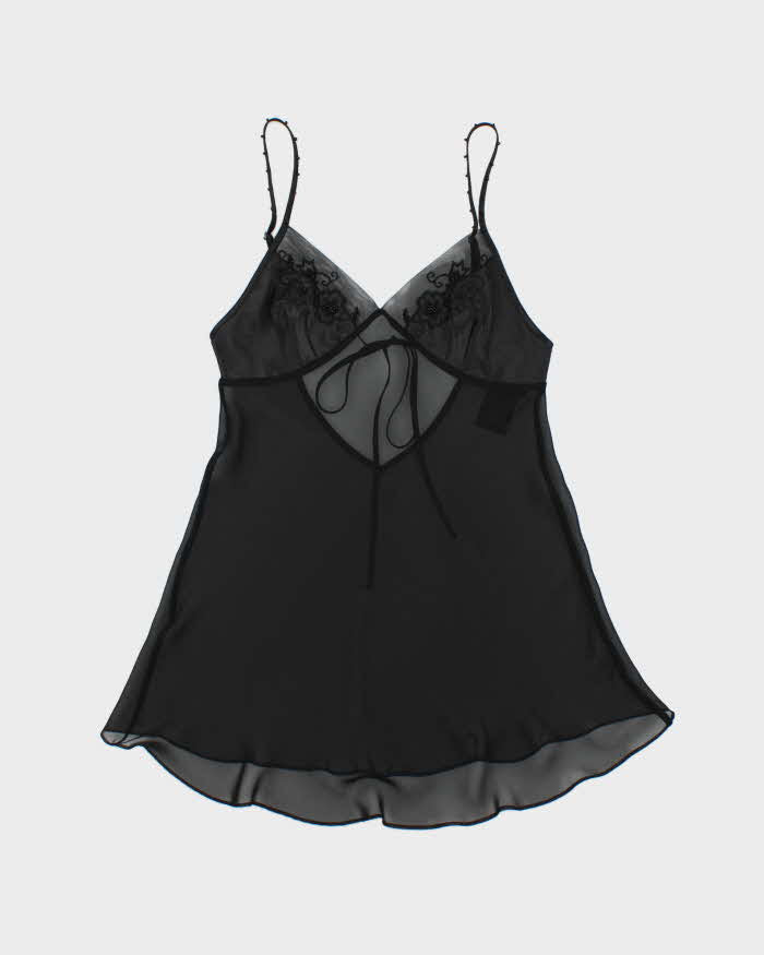 Vintage 1990s Rose Passion Mesh Beaded Mini Slip Dress - S