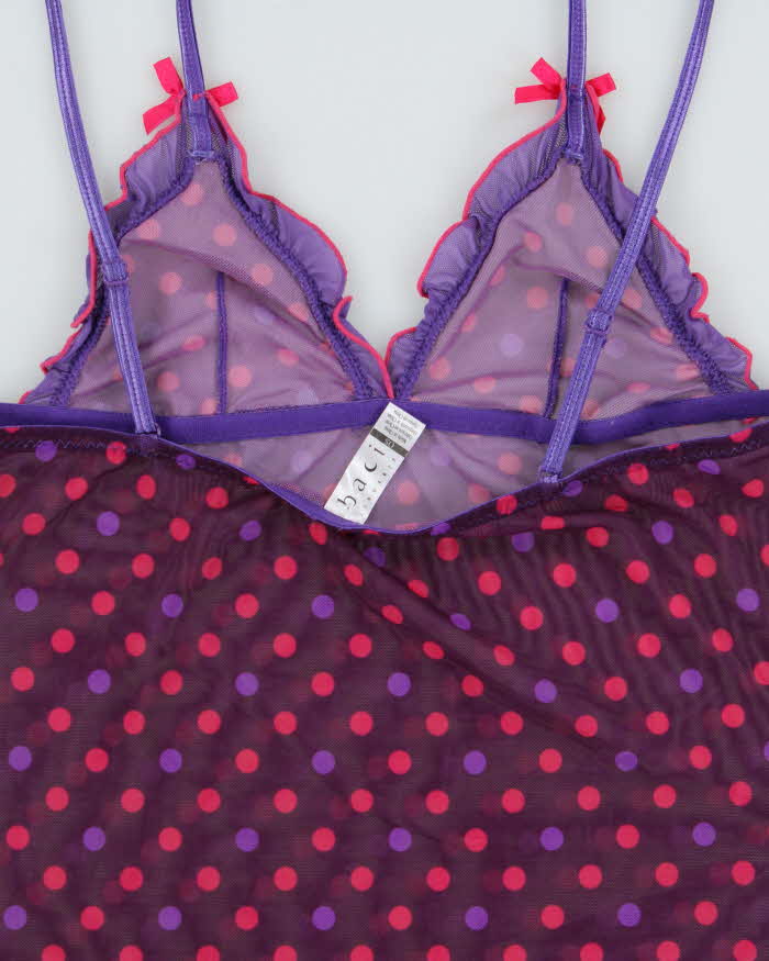 Vintage Y2k 2000s Baci Polka Dot Mesh Dress - S