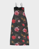 Vintage Y2k 2000s Silk &amp; Satin Mesh Maxi Dress - S