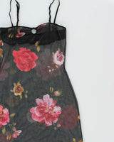 Vintage Y2k 2000s Silk &amp; Satin Mesh Maxi Dress - S