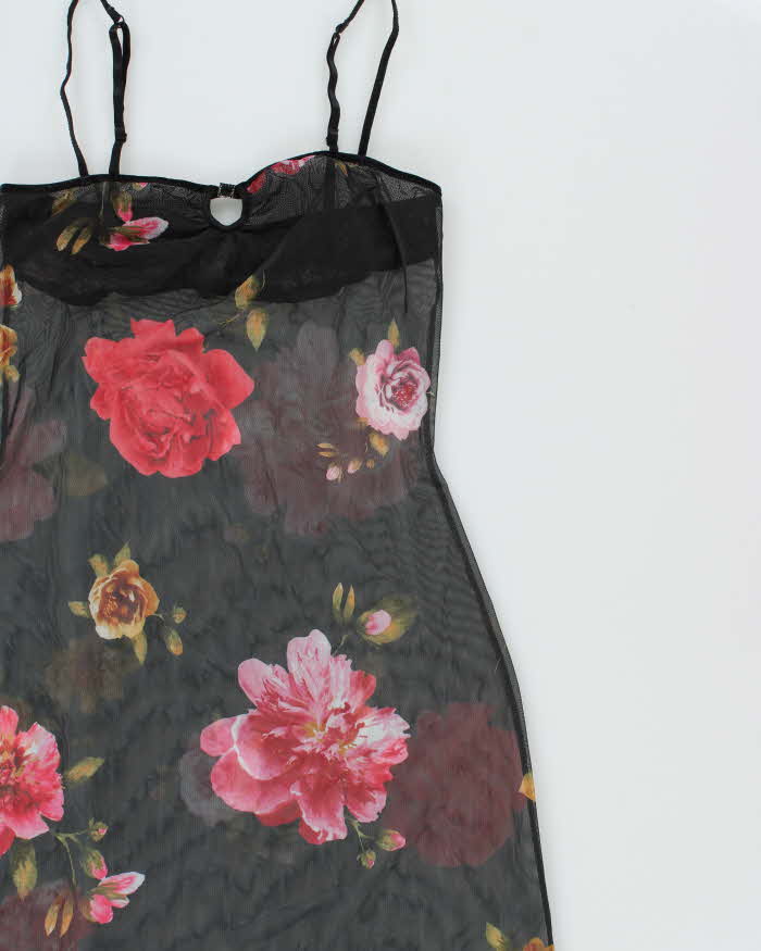 Vintage Y2k 2000s Silk &amp; Satin Mesh Maxi Dress - S