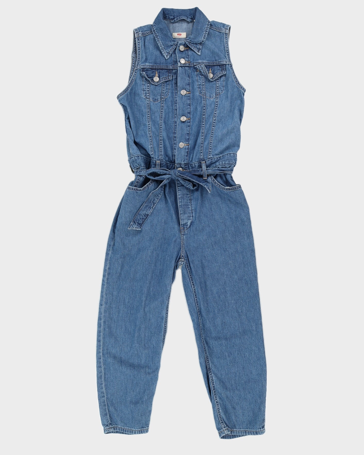 Levi's Mid Wash Denim Jumpsuit With Belt - S