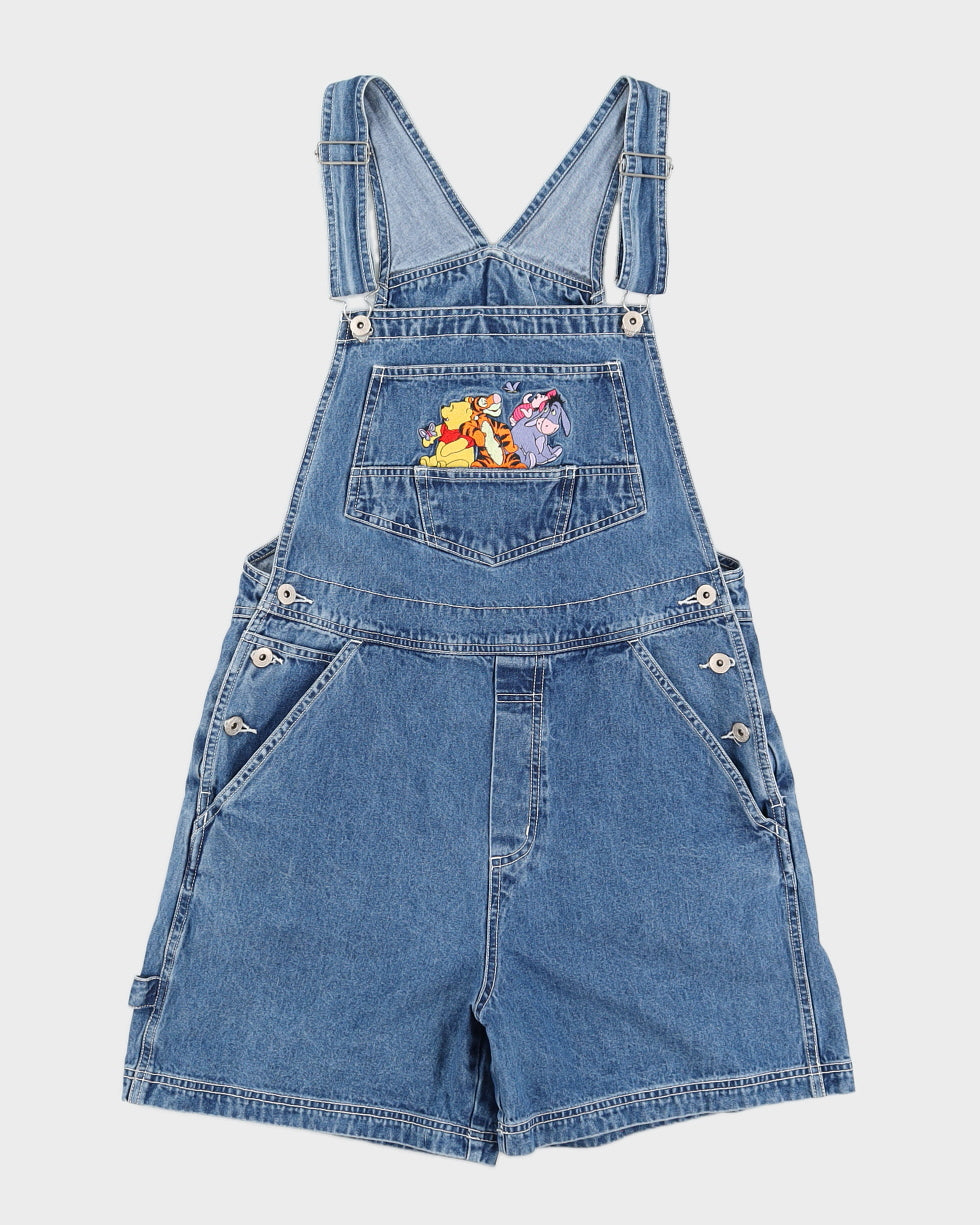 Y2K 00s Pooh Bear Blue Denim Dungarees - M