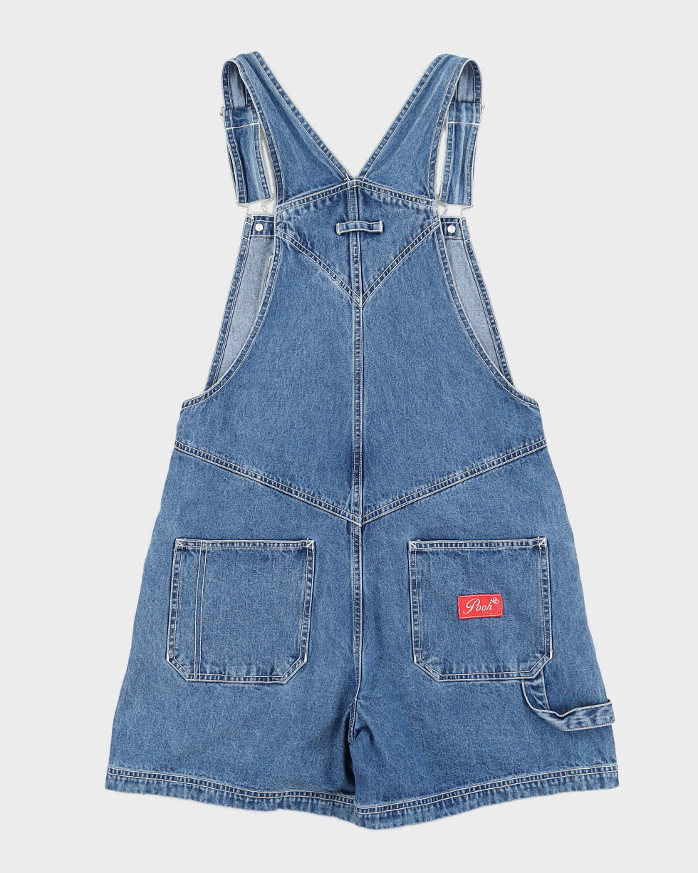 Y2K 00s Pooh Bear Blue Denim Dungarees - M