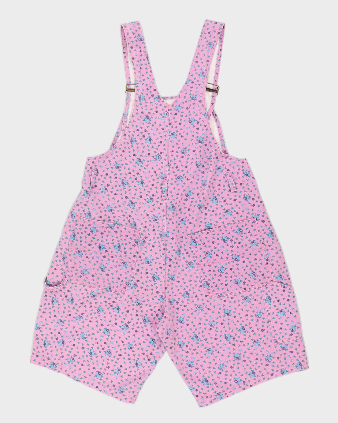 Vintage 90s Cotton Ginny Pink Floral Dungarees - M