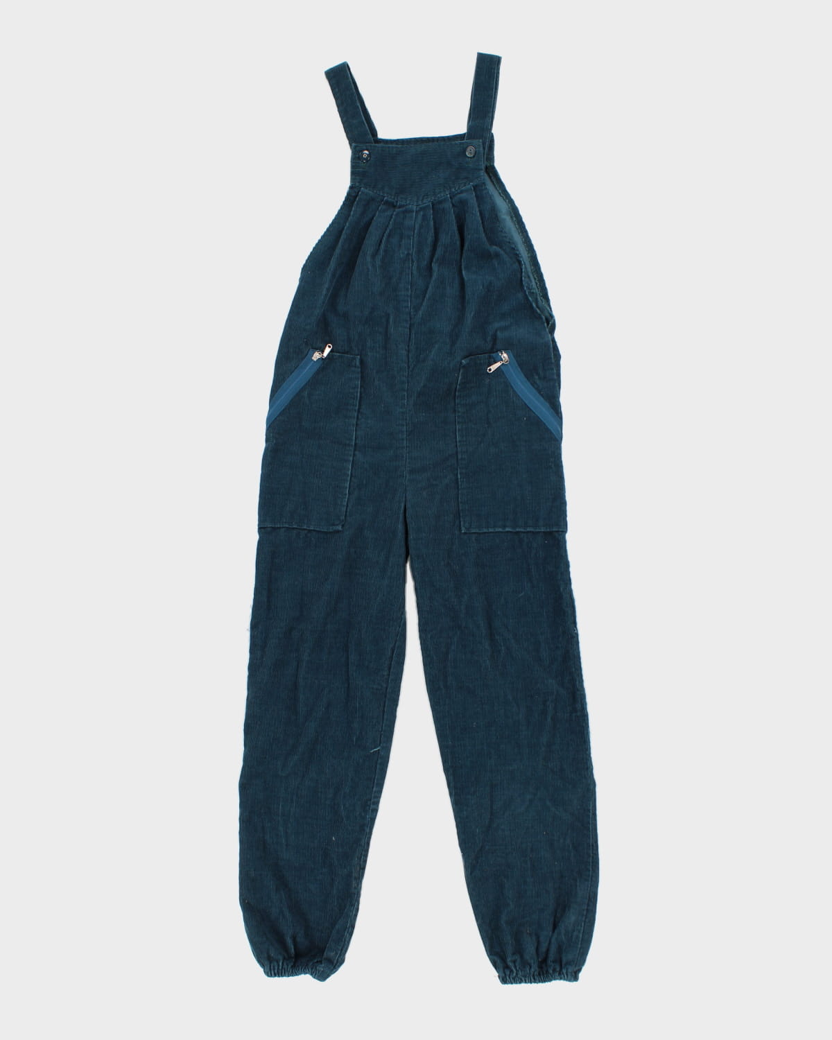 80's Vintage Turquoise Cord Dungarees - XS