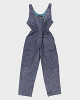 Womens 1980s Purple Leather Dungarees Jumpsuit - XS