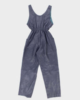 Womens 1980s Purple Leather Dungarees Jumpsuit - XS