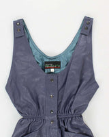 Womens 1980s Purple Leather Dungarees Jumpsuit - XS