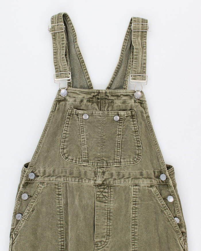 Vintage 90s Green Corduroy Dungarees - W32 L29