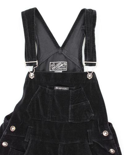 Vintage 90s Black Velvet Dungarees - W30 L30