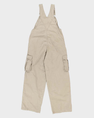 Vintage 90s Beige Cargo Dungarees - S