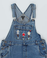 Vintage 90s North Crest Embroidered Cropped Dungarees - W40 L20
