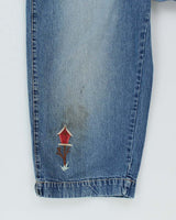 Vintage 90s North Crest Embroidered Cropped Dungarees - W40 L20
