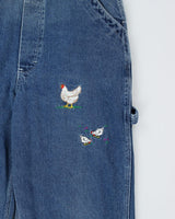 Vintage 90s/00s PSC Denim Embroidered Denim Dungarees - W31 L27