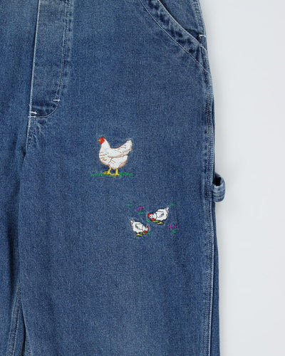 Vintage 90s/00s PSC Denim Embroidered Denim Dungarees - W31 L27