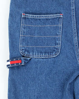 Vintage Women's Y2K Tommy Hilfiger Wide Leg Dark Wash Denim Dungarees - W32 L27