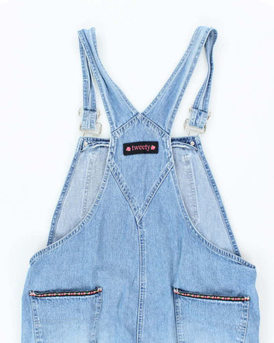 Vintage Women's Looney Tunes Tweety Bird Embroidered Light Wash Dungarees - W32 L23
