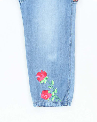 Vintage Women's Looney Tunes Tweety Bird Embroidered Light Wash Dungarees - W32 L23