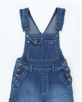 Vintage 90s Silver Dark Wash Flared Dungarees - W30 L30