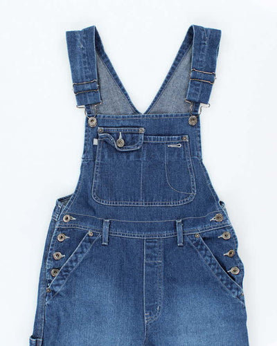 Vintage 90s Silver Dark Wash Flared Dungarees - W30 L30