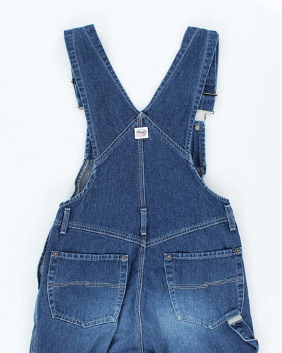 Vintage 90s Silver Dark Wash Flared Dungarees - W30 L30