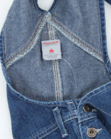 Vintage 90s Silver Dark Wash Flared Dungarees - W30 L30