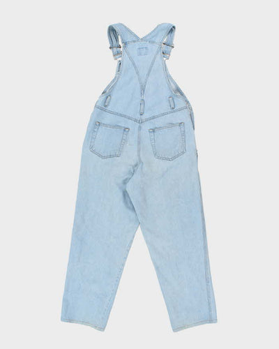 Women's Vintage Nevada 1990s Light Wash Long Cotton Denim Dungarees - M