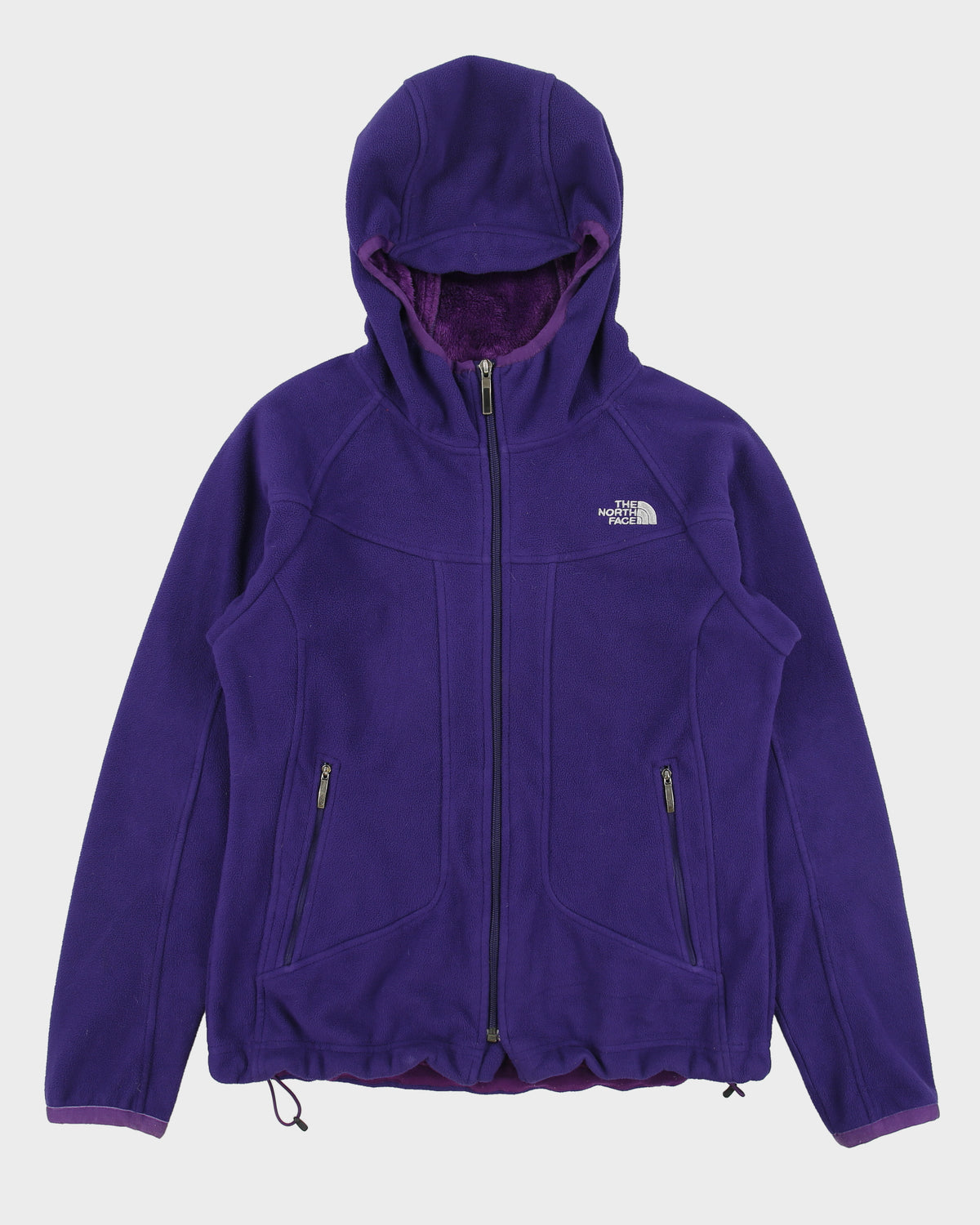 Vintage The North Face Women's Fuzzy Lined Full-Zip Hooded Fleece Jacket - M